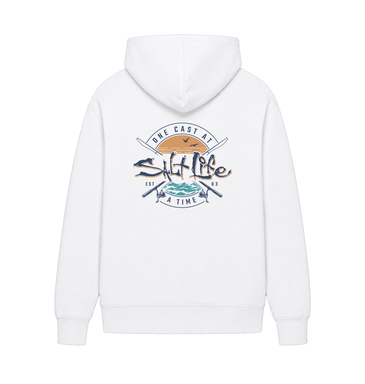 White Printed Hoody Back
