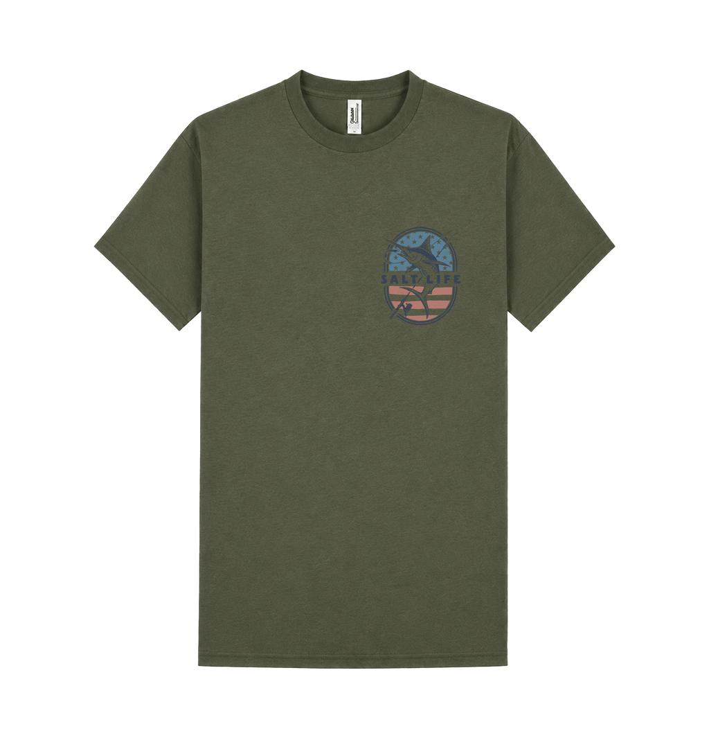 Military Green Printed T-shirt Front