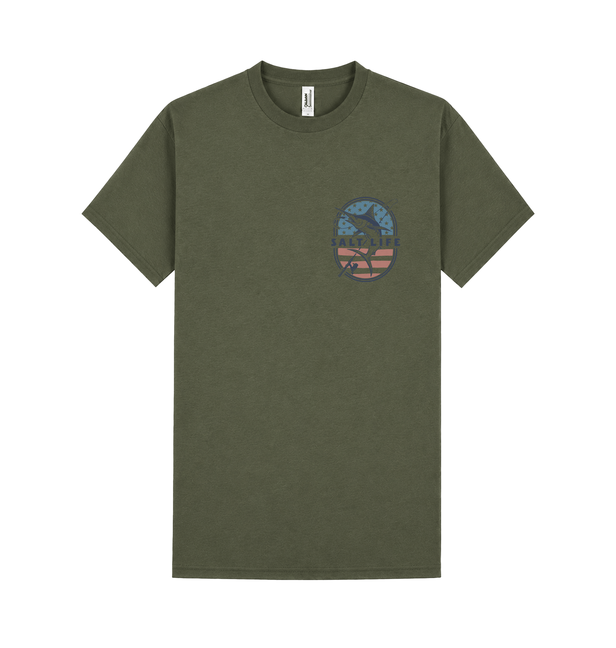 Military Green Printed T-shirt Front