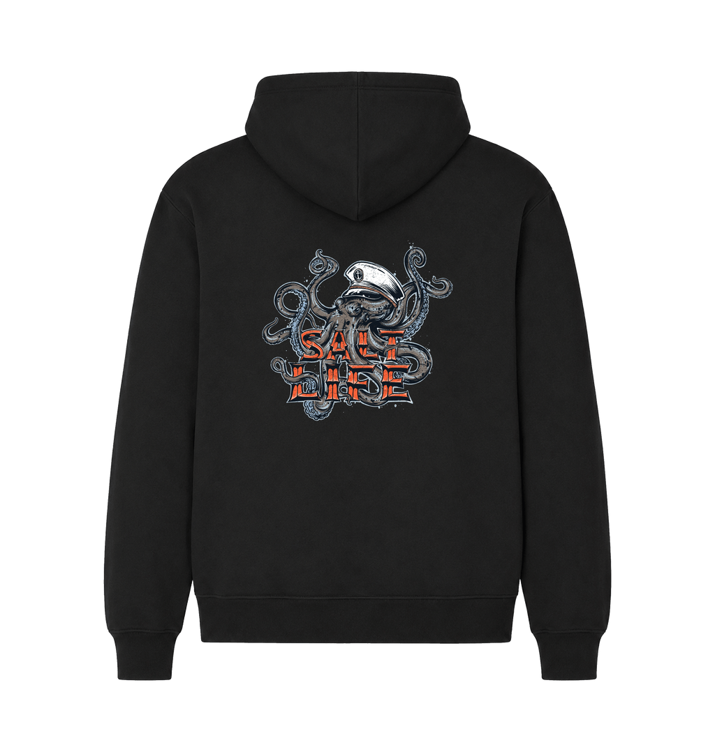 Black Printed Hoody Back