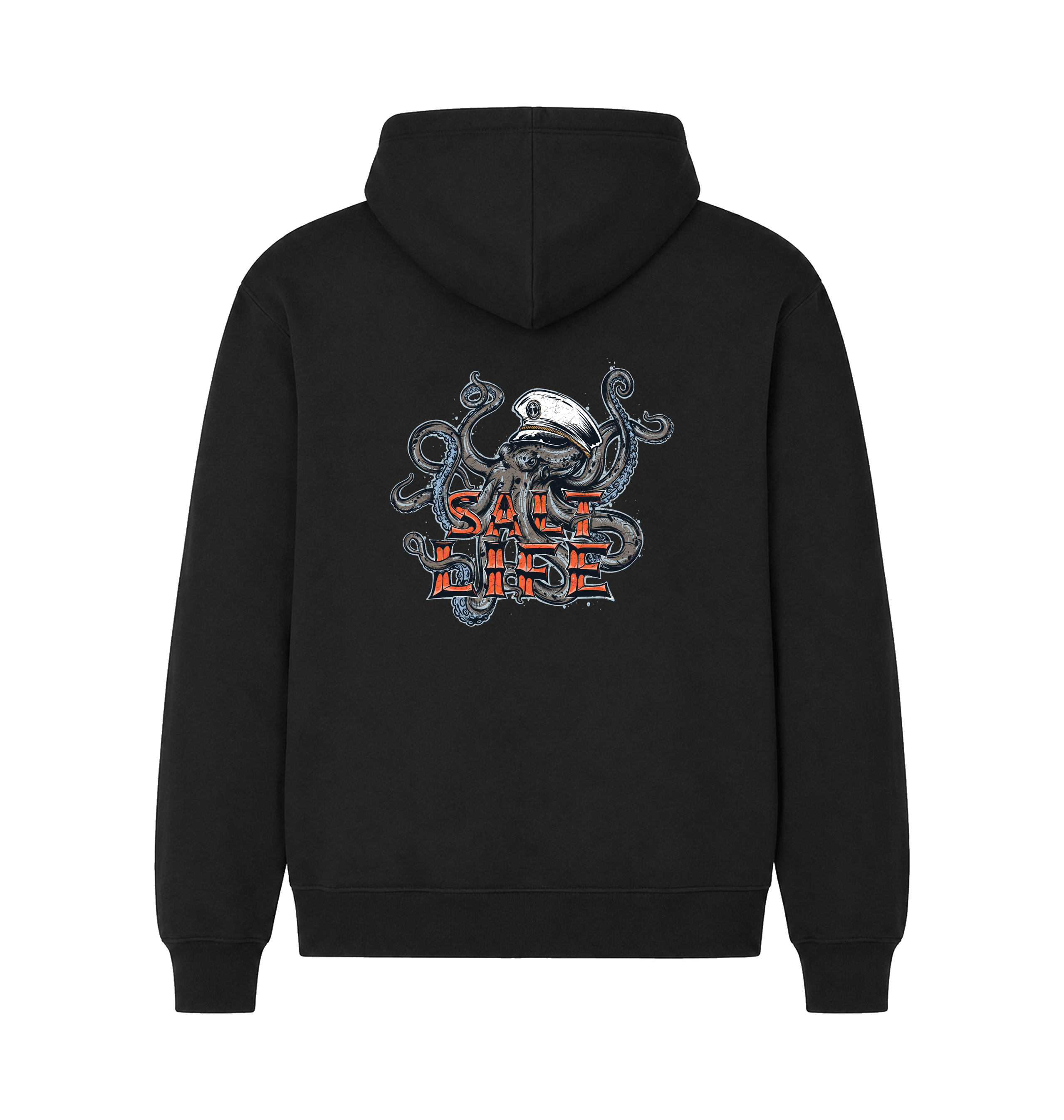 Black Printed Hoody Back