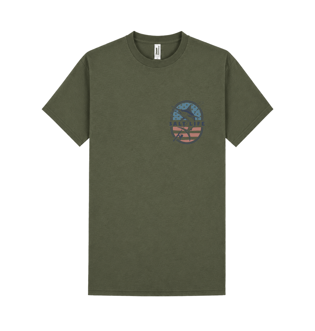 Military Green Printed T-shirt Front