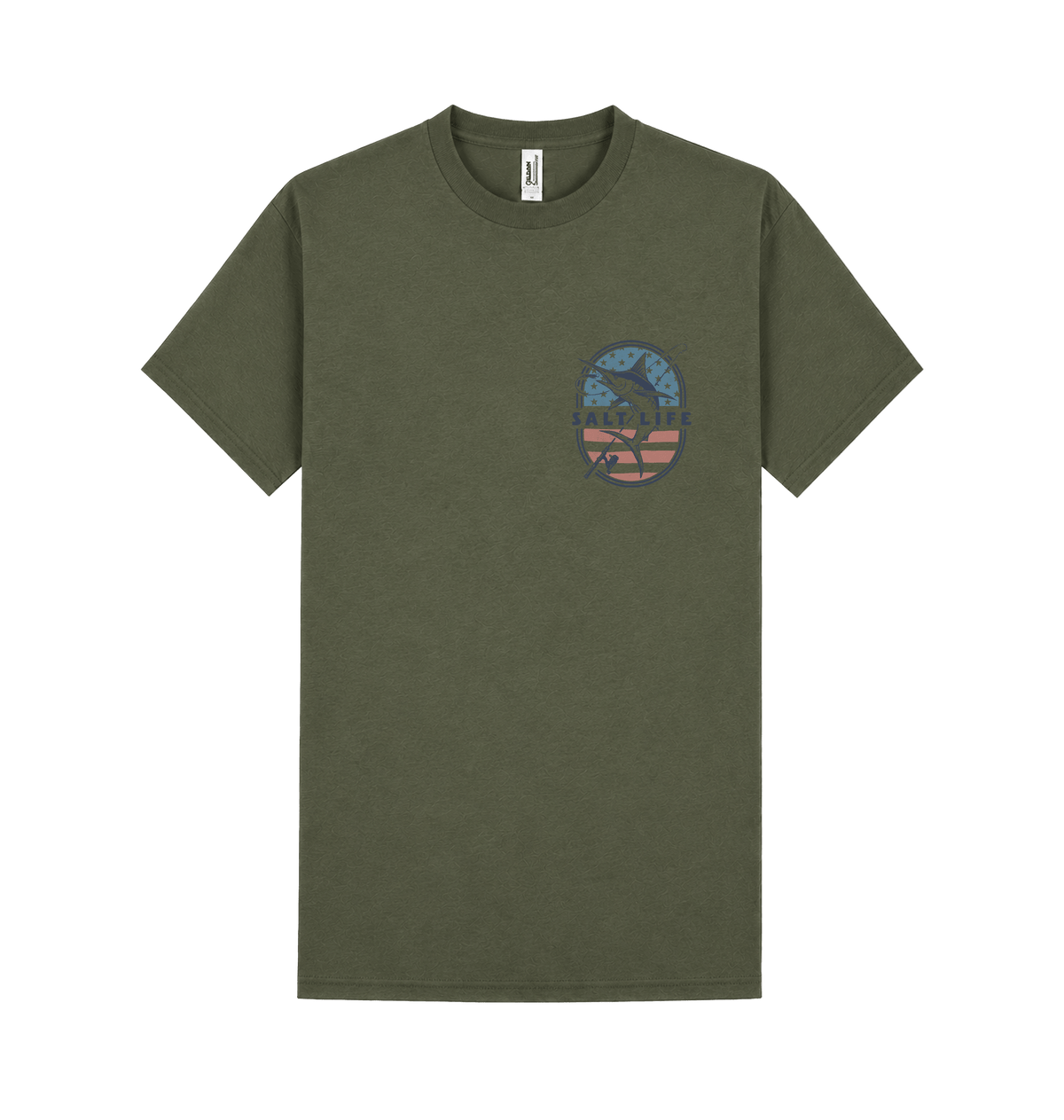 Military Green Printed T-shirt Front