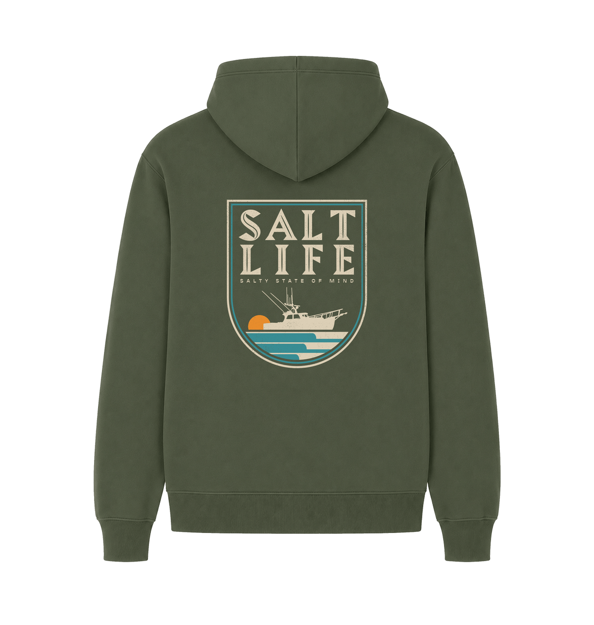Millitary Green Printed Hoody Back