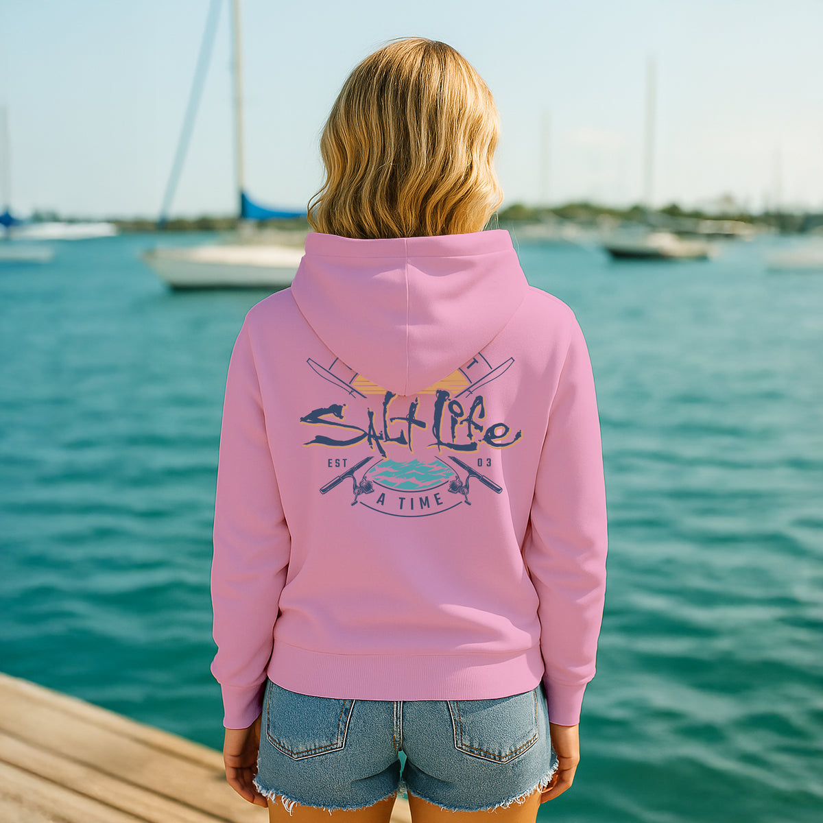 Salt Life One Cast Men's Hoodie Light Pink