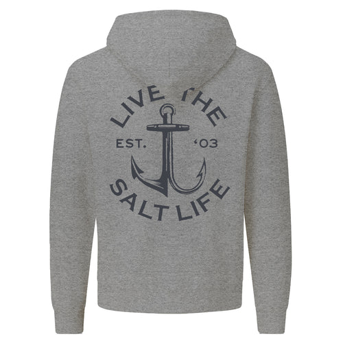 SALT LIFE ANCHOR PATCH HOODIE SPORT GREY