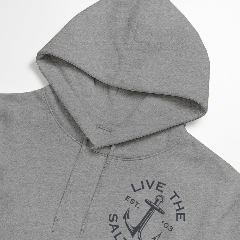 SALT LIFE ANCHOR PATCH HOODIE SPORT GREY