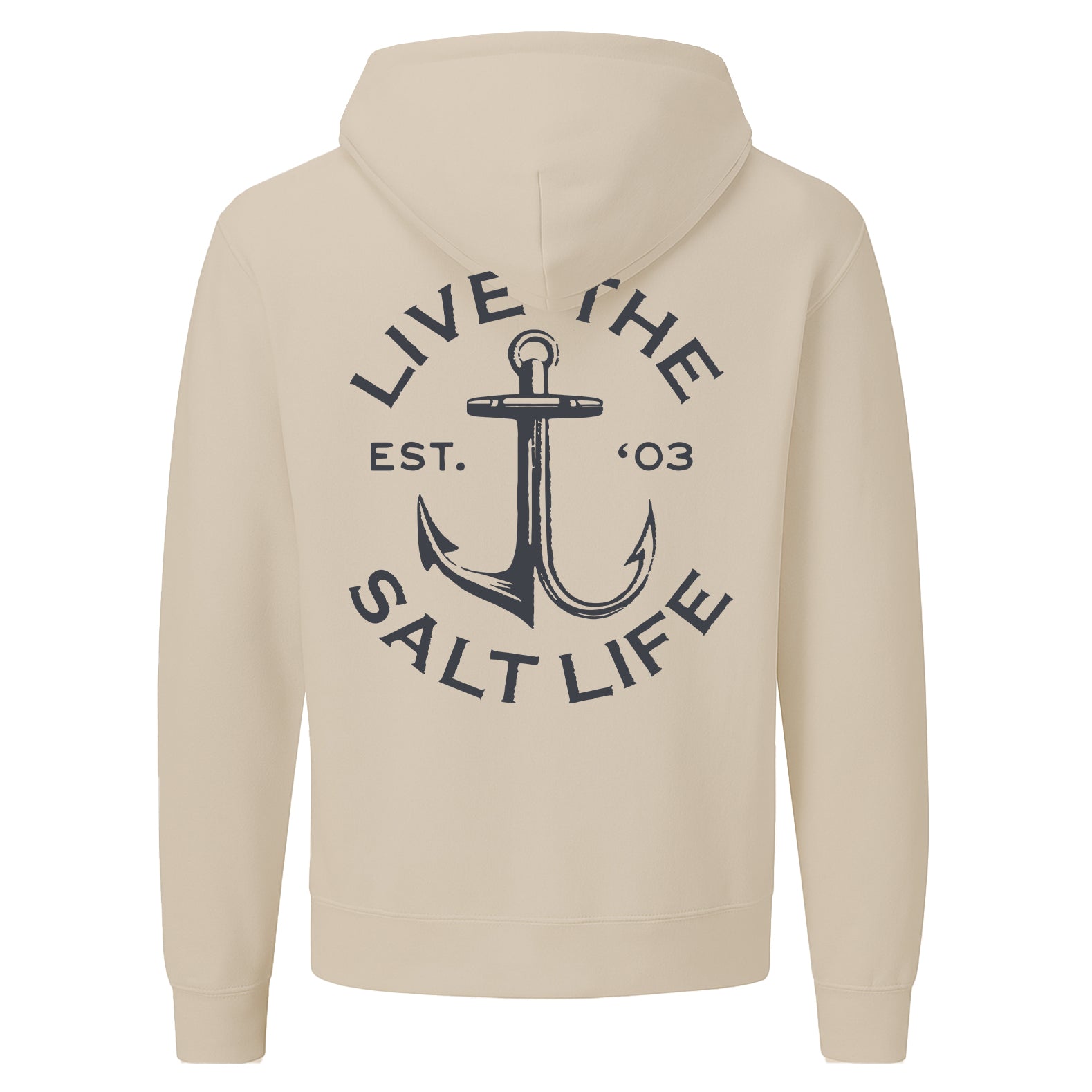 SALT LIFE ANCHOR PATCH HOODIE ECRU