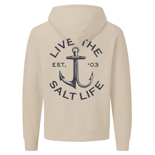 SALT LIFE ANCHOR PATCH HOODIE ECRU