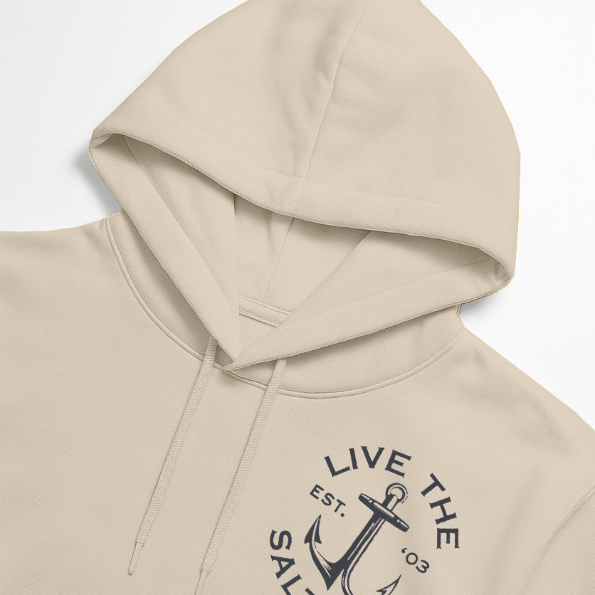 SALT LIFE ANCHOR PATCH HOODIE ECRU
