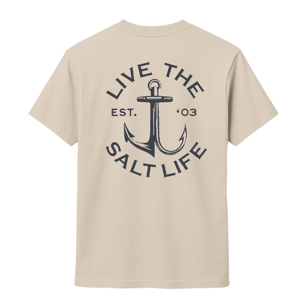 Salt Life Anchor Patch Men's T-Shirt Ecru