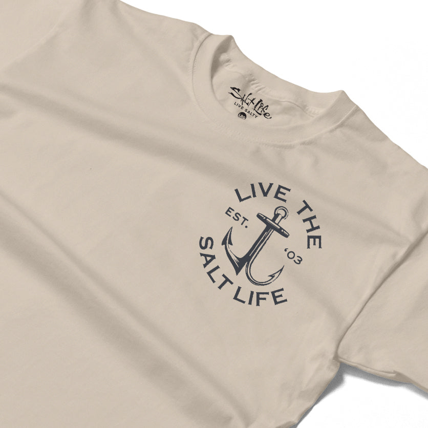 Salt Life Anchor Patch Men's T-Shirt Ecru