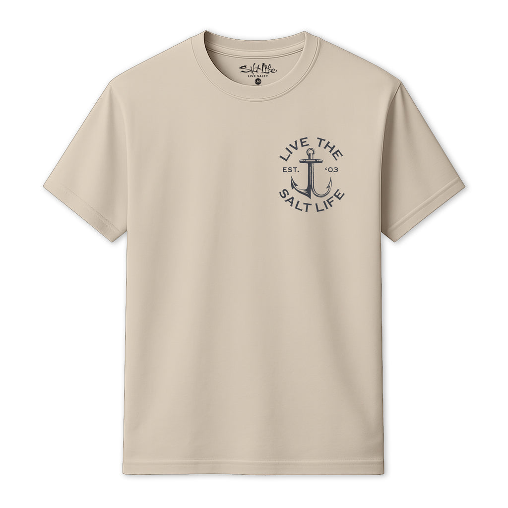 Salt Life Anchor Patch Men's T-Shirt Ecru