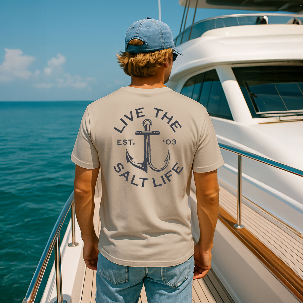 Salt Life Anchor Patch Men's T-Shirt Ecru
