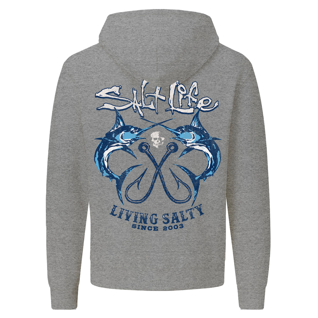 Salt Life Crossed Bills Men's Hoodie Sport Grey