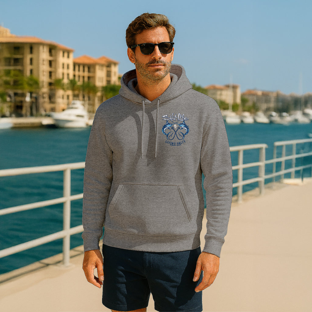 Salt Life Crossed Bills Men's Hoodie Sport Grey