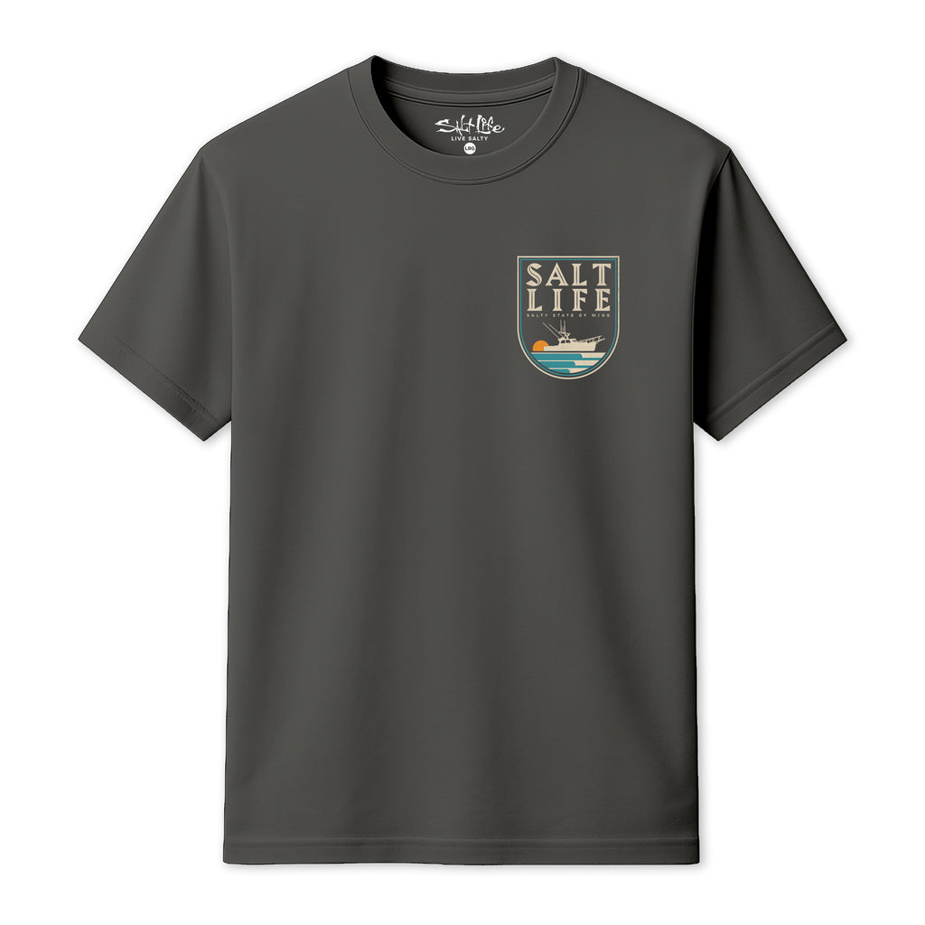 Salt Life Dawn Departure Men's T-Shirt Charcoal
