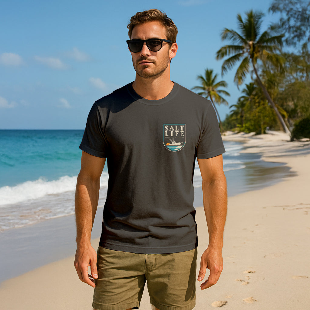 Salt Life Dawn Departure Men's T-Shirt Charcoal