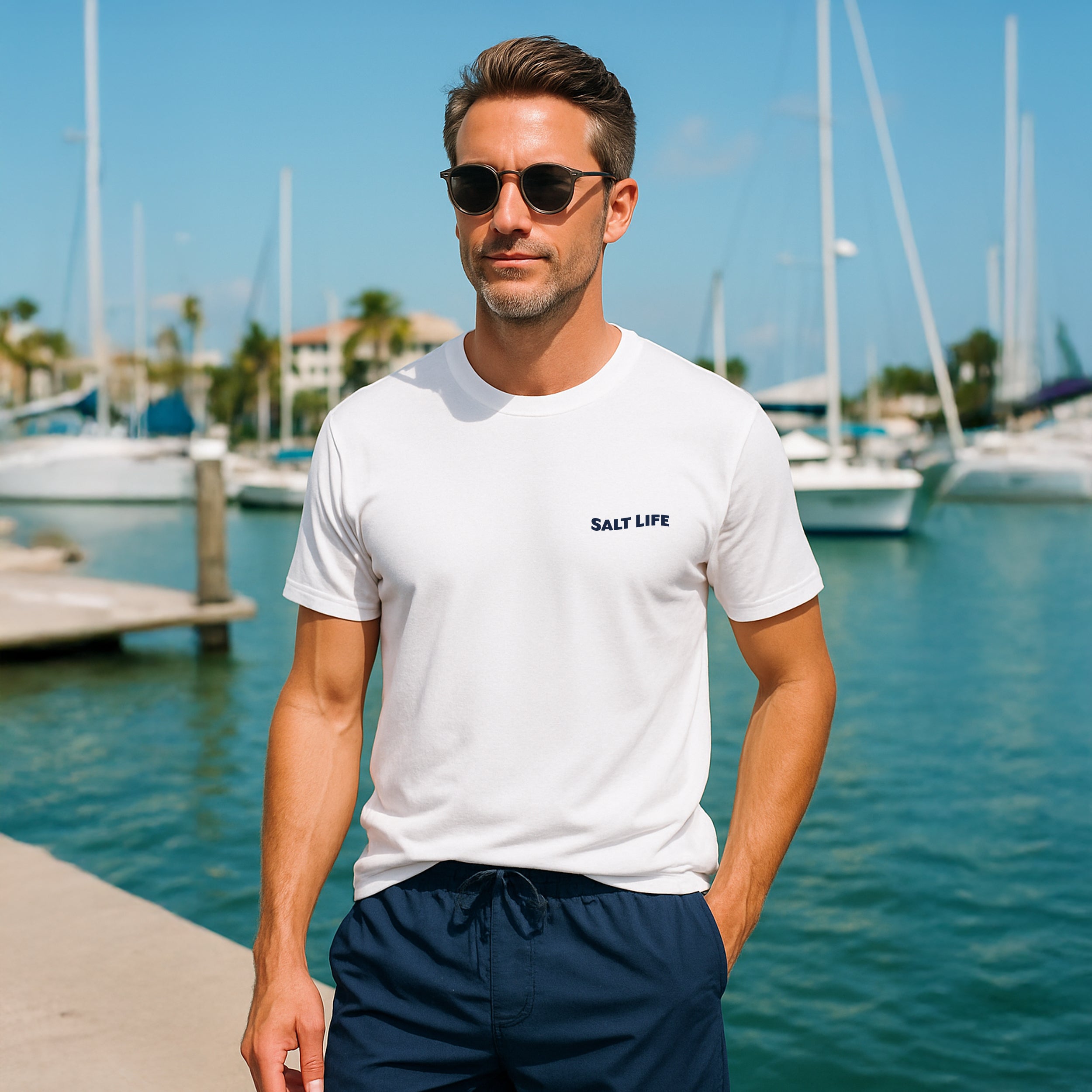 Salt Life Lure Badge Men's T-Shirt White