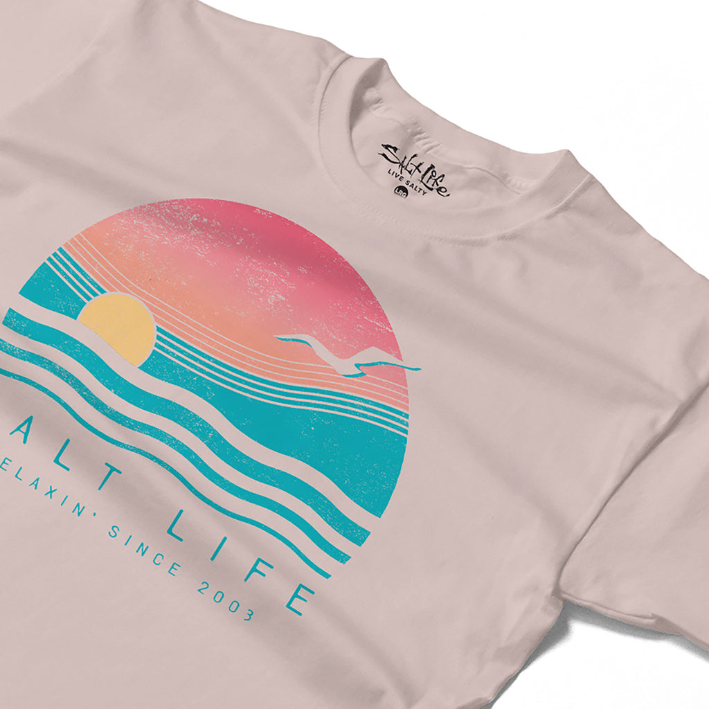 Salt Life Horizon Sunset Women's T-Shirt Powder Pink