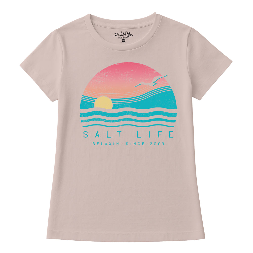 Salt Life Horizon Sunset Women's T-Shirt Powder Pink