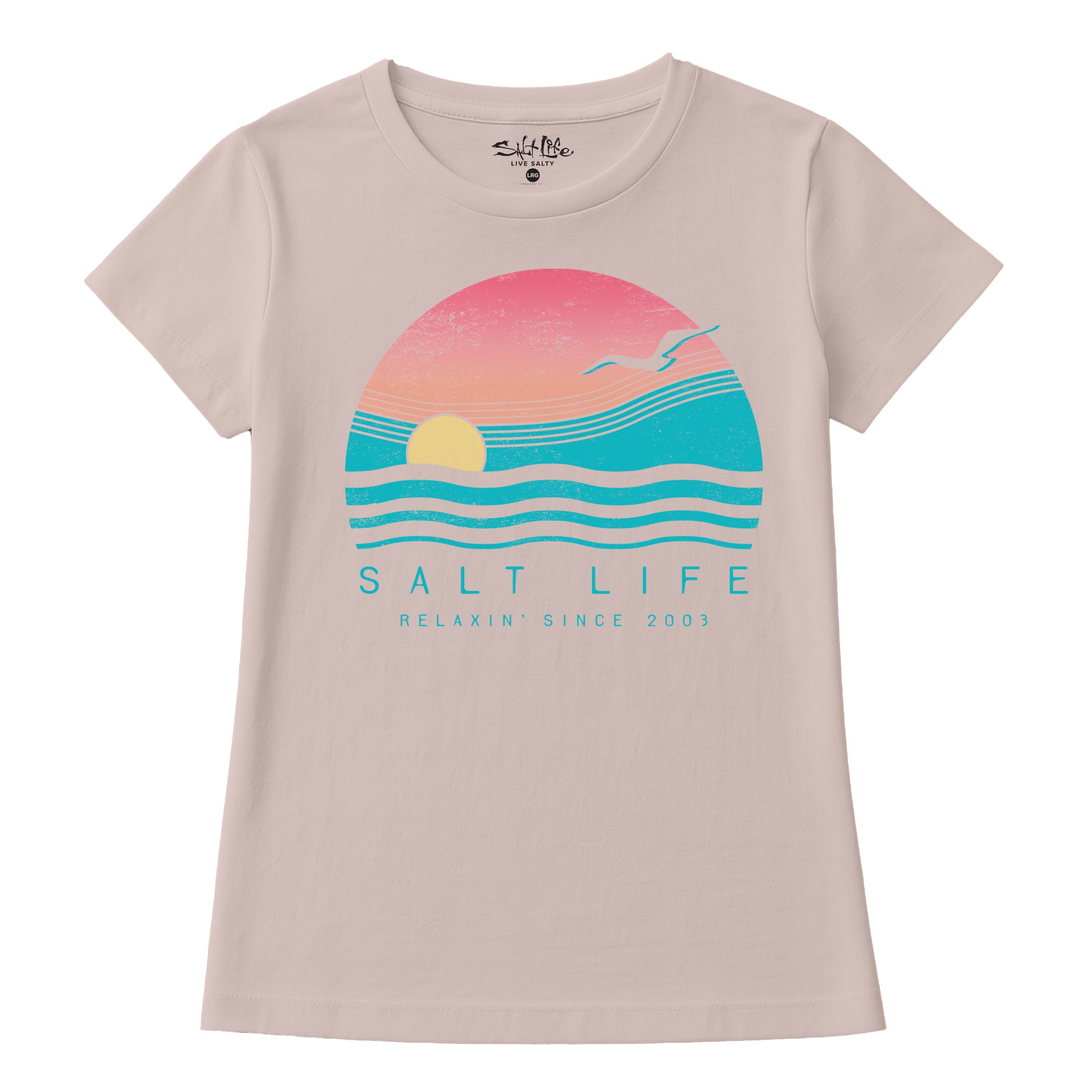 Salt Life Horizon Sunset Women's T-Shirt Powder Pink