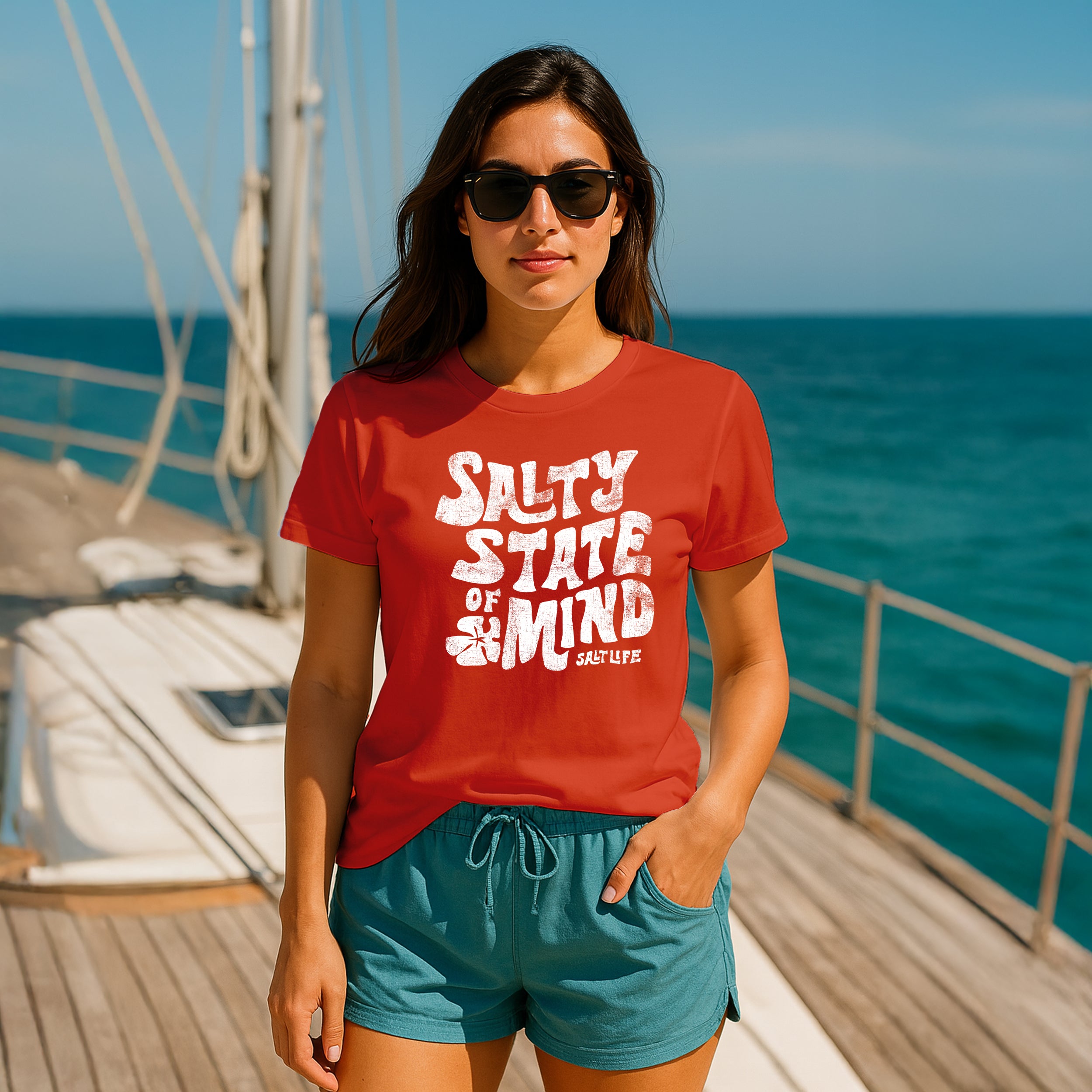 Salt Life Salty State Women's T-Shirt Flame