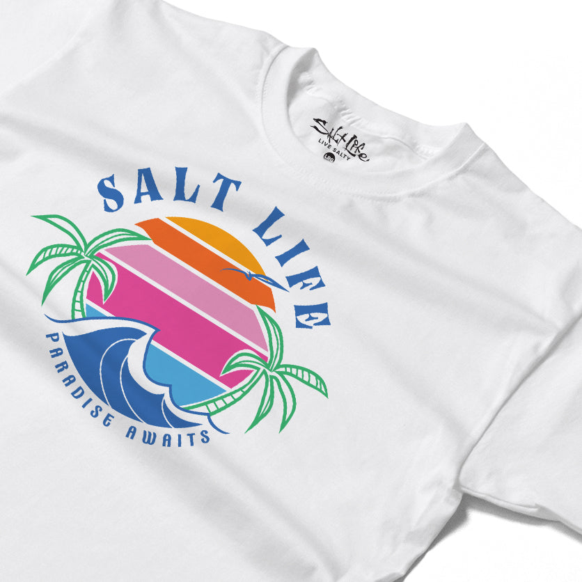 Salt Life Paradise Awaits Women's T-Shirt White