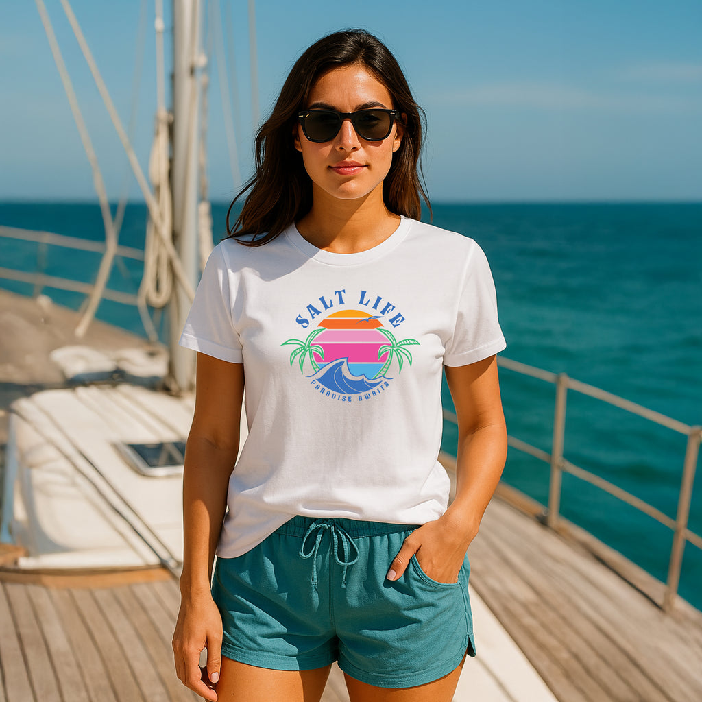 Salt Life Paradise Awaits Women's T-Shirt White