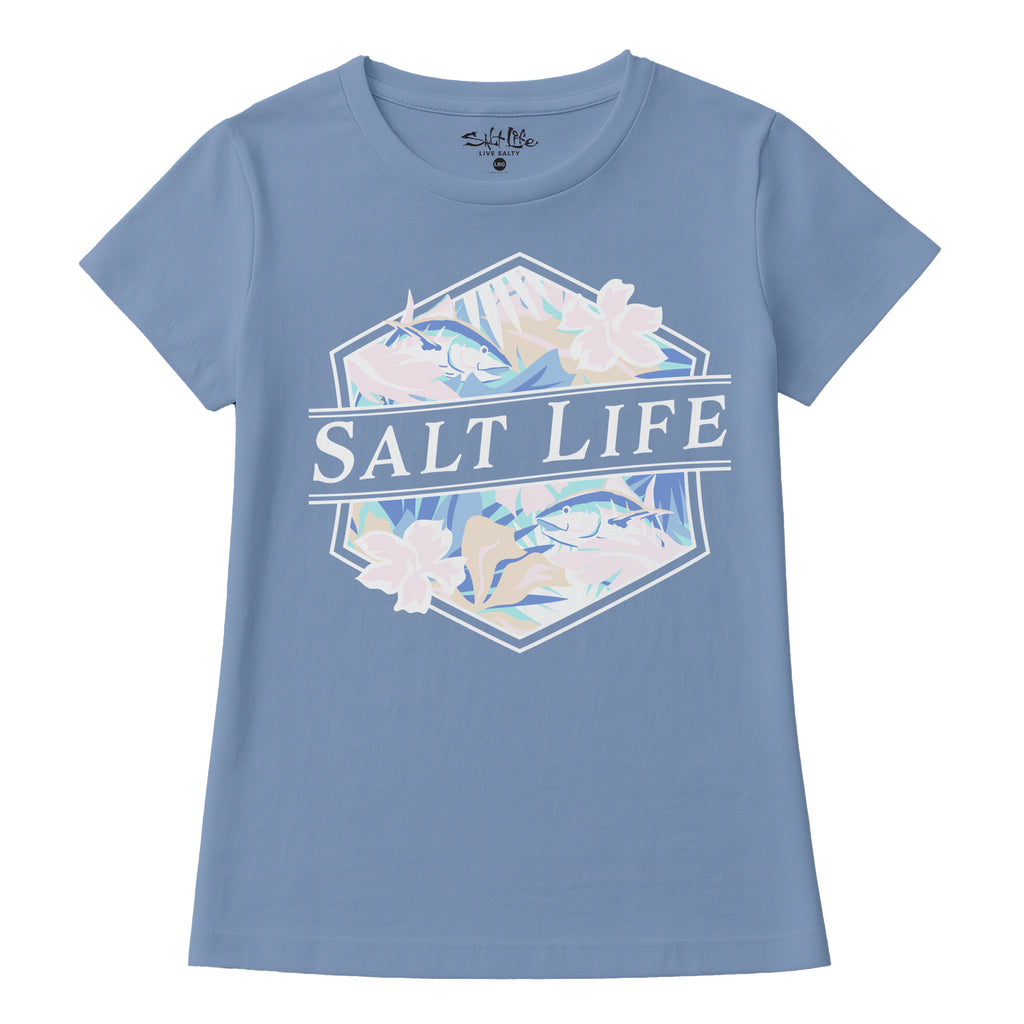 Salt Life Retro Tropical Women's T-Shirt Mineral Blue