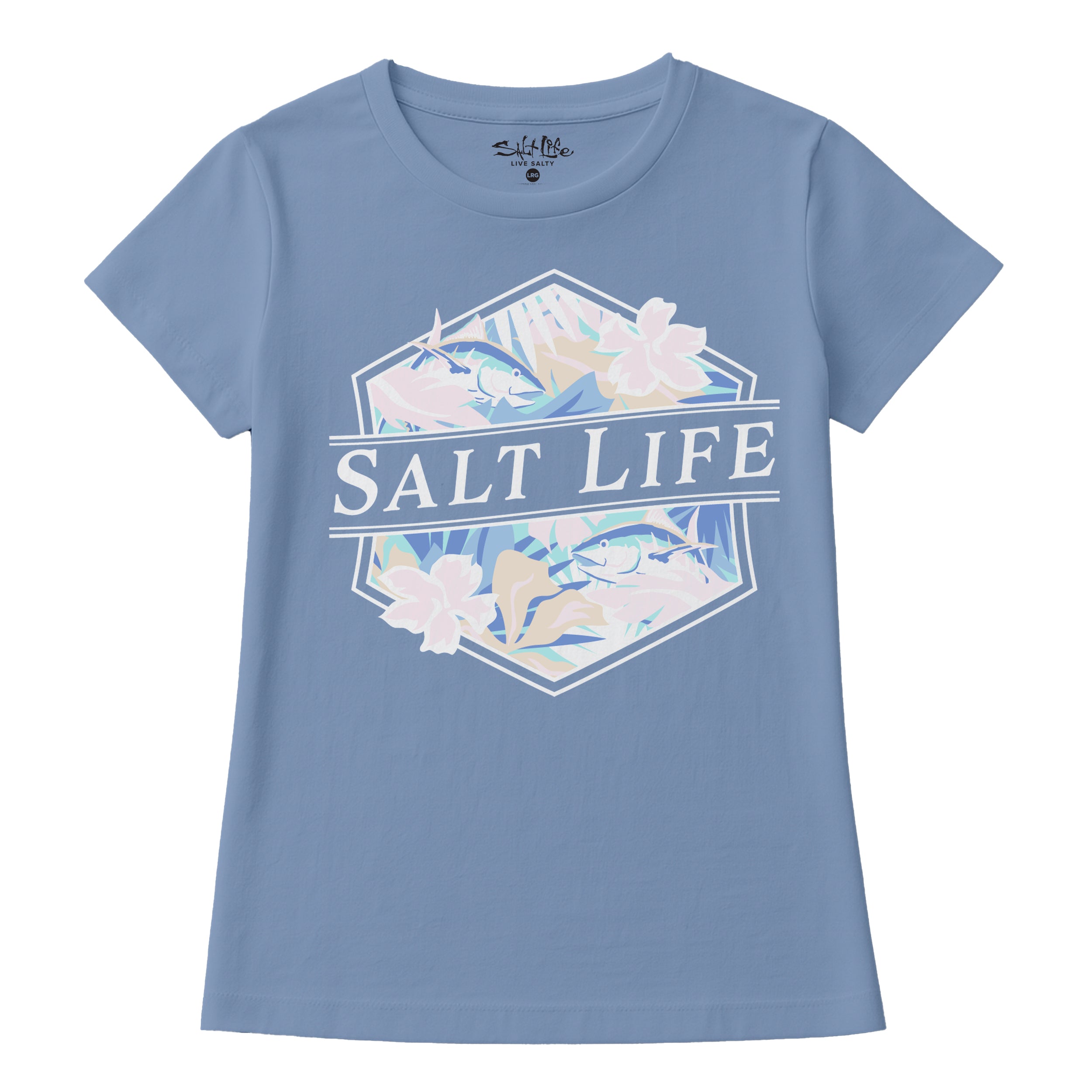 Salt Life Retro Tropical Women's T-Shirt Mineral Blue