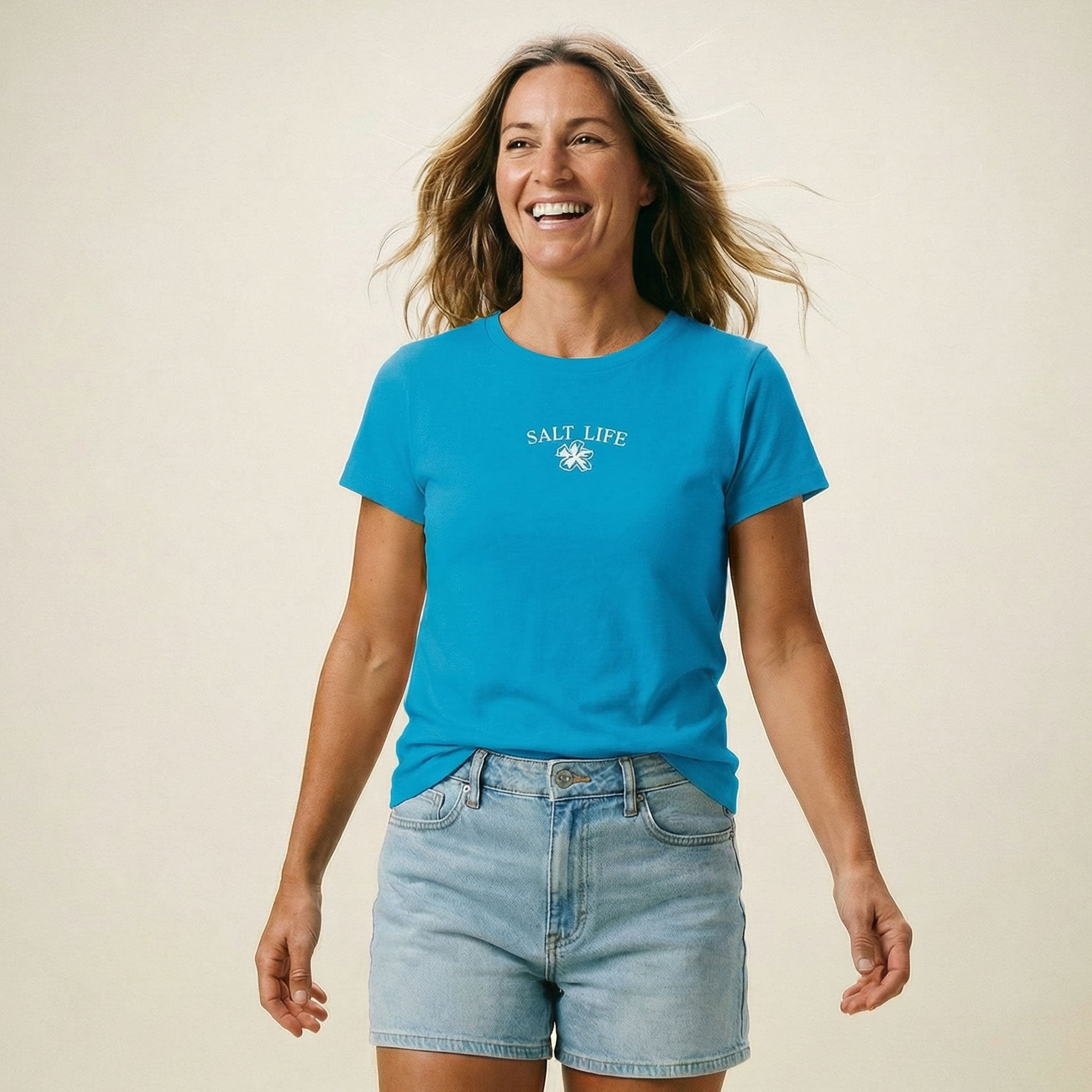 Salt Life Tropical Island Women's T-Shirt Azure Blue