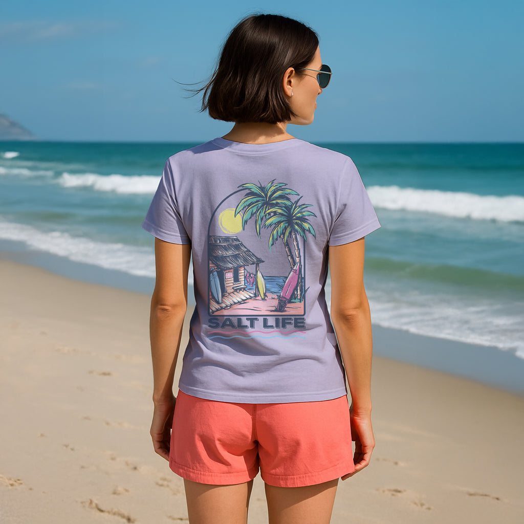 Salt Life Sunset Beach Women's T-Shirt Lavender