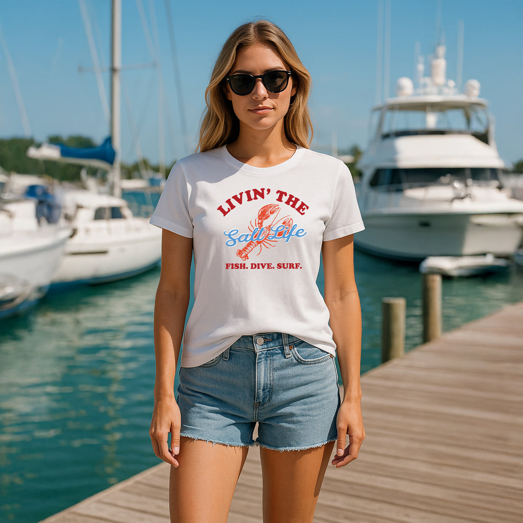 Salt Life Fish Dive Surf Women's T-Shirt White