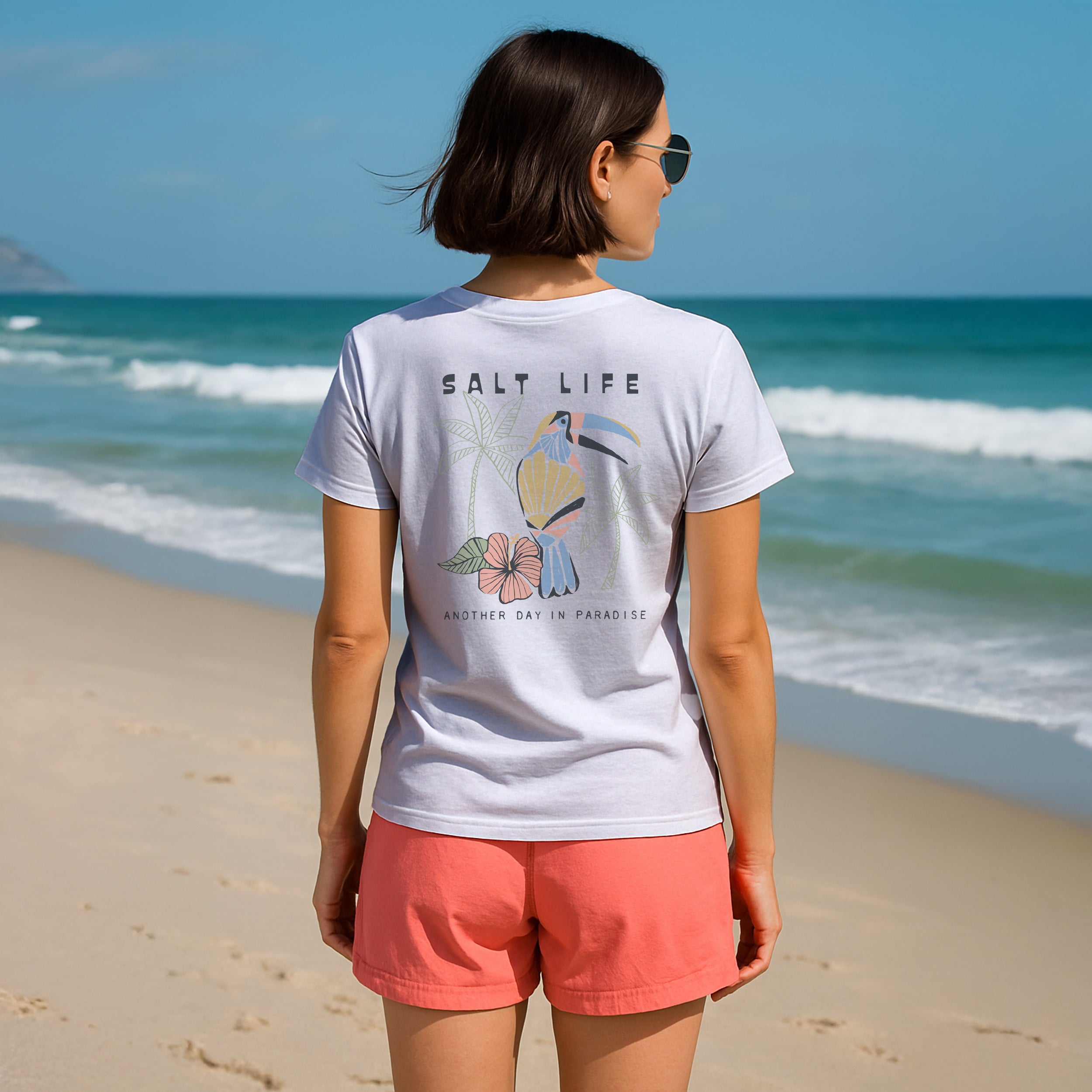SALT LIFE ANOTHER DAY IN PARADISE WOMENS T-SHIRT WHITE