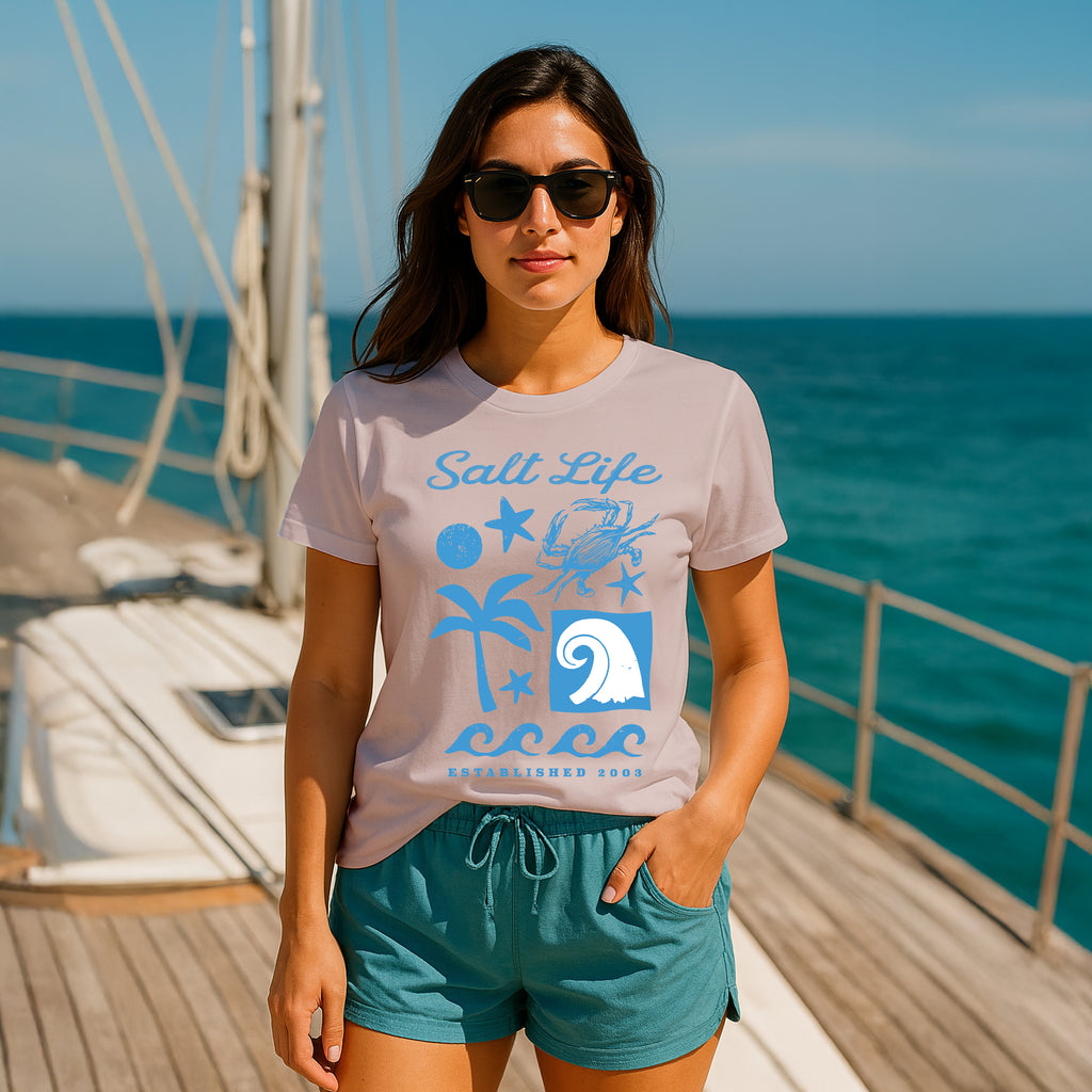 Salt Life Beach Stamp Women's T-Shirt Powder Pink