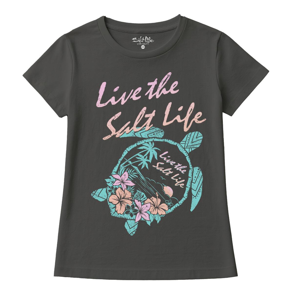 Salt Life Neon Turtle Women's T-Shirt Light Graphite