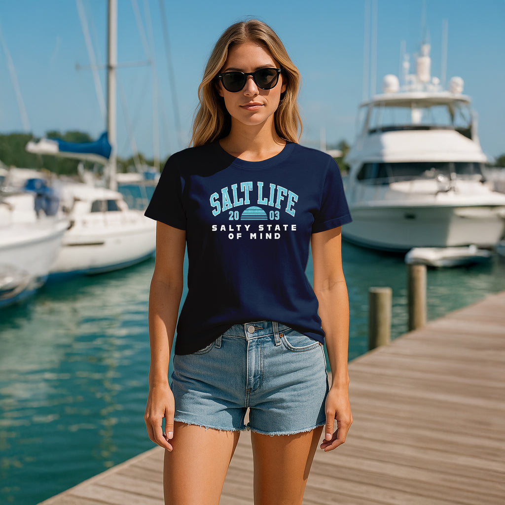 Salt Life State of Mind Women's T-Shirt Navy Blue