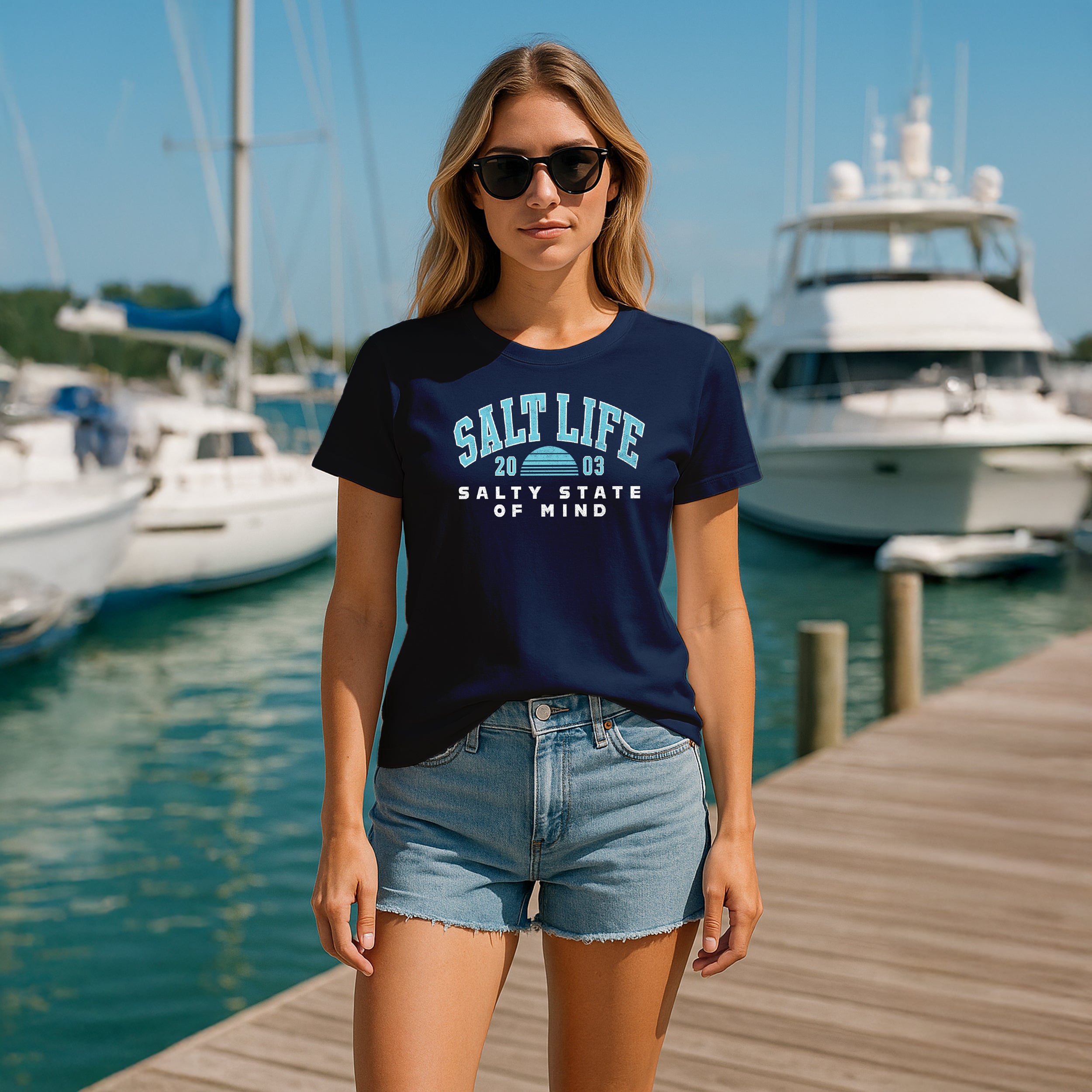 Salt Life State of Mind Women's T-Shirt Navy Blue