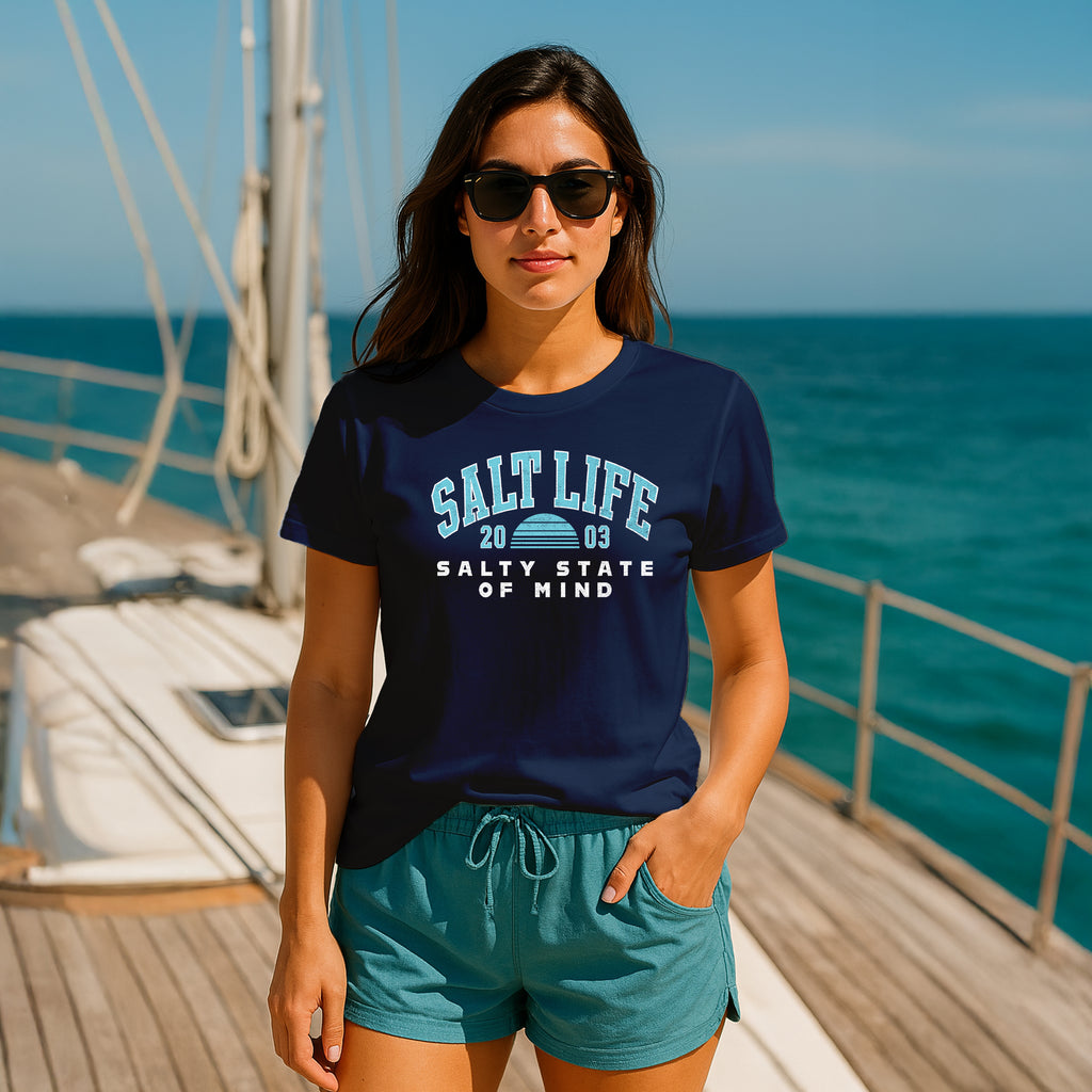 Salt Life State of Mind Women's T-Shirt Navy Blue