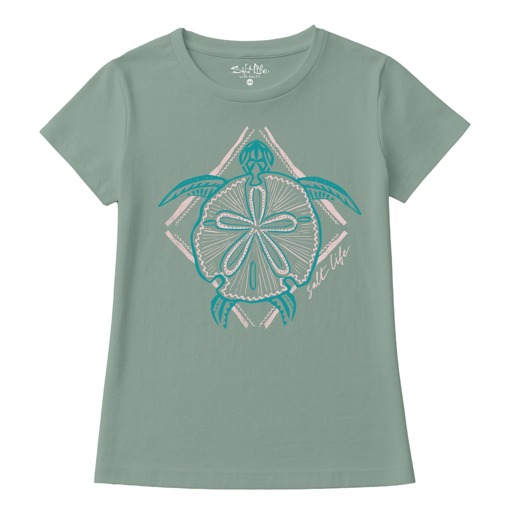 Salt Life Pastel Turtle Women's T-Shirt Sage