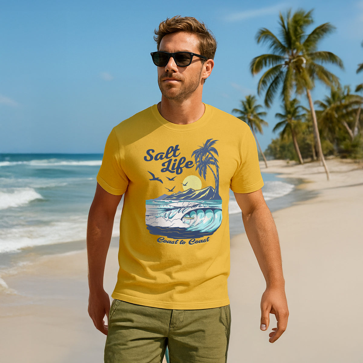 Salt Life Coast to Coast Men's T-Shirt Yellow