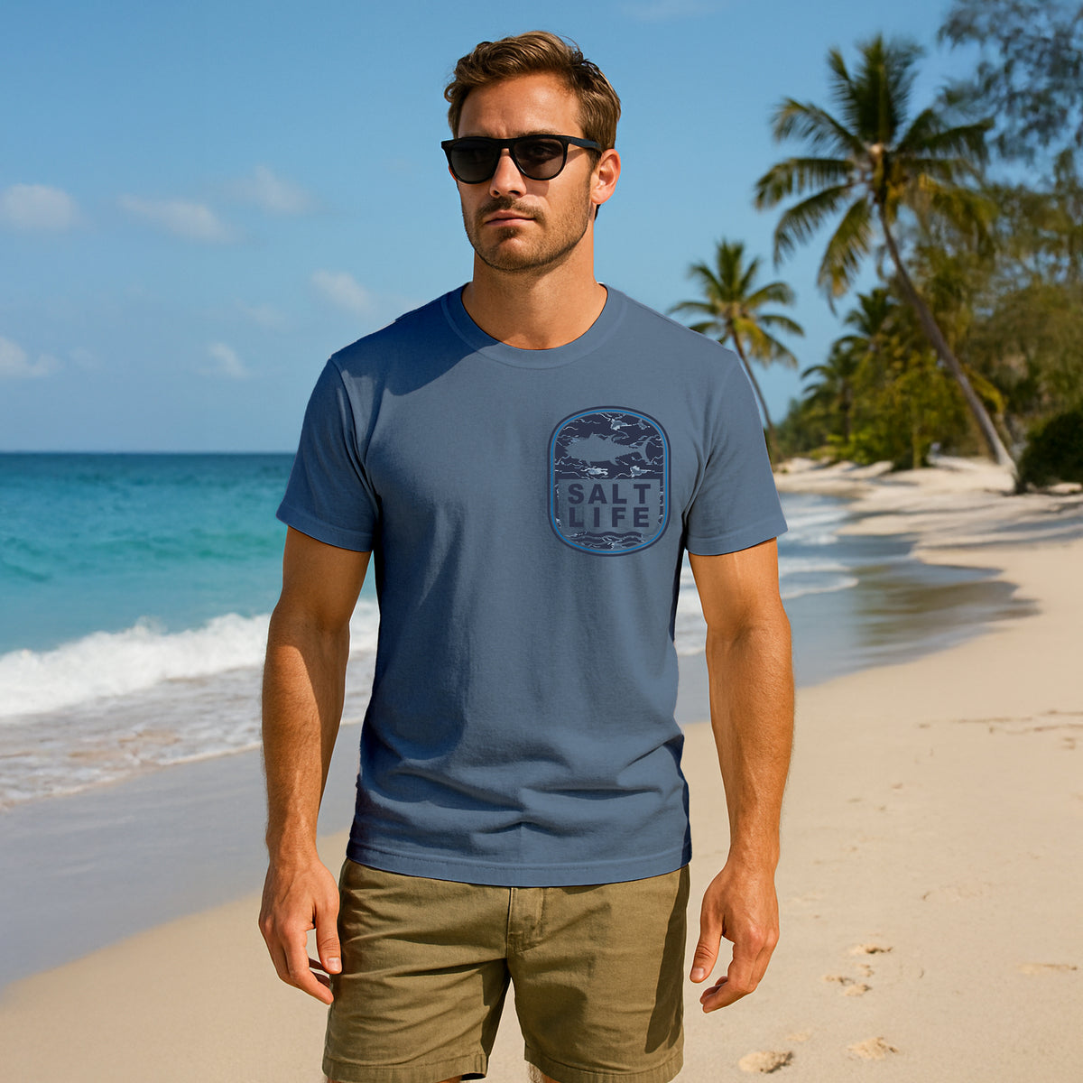 Salt Life Tactical Fighter Men's T-Shirt Indigo Blue
