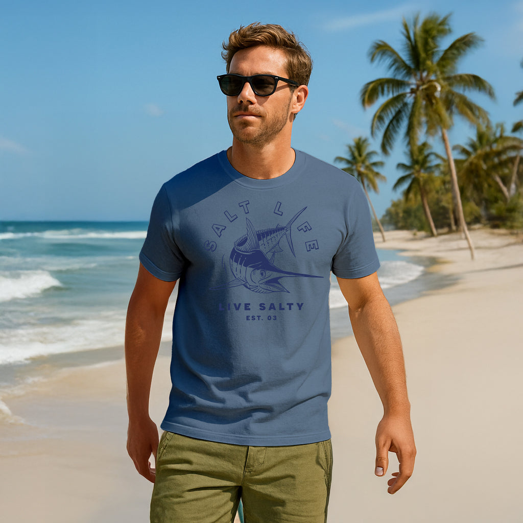 Salt Life Marlin Rush Men's T-Shirt Indigo Blue