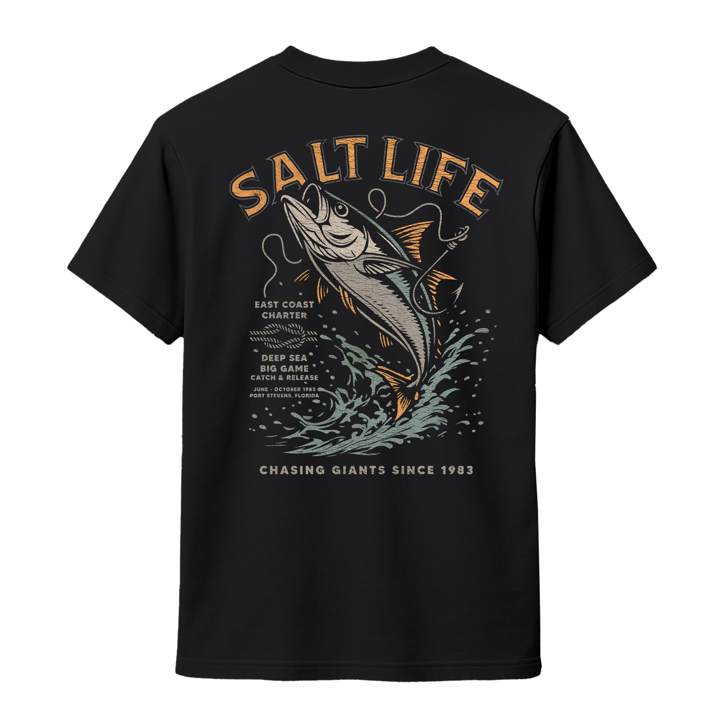 Salt Life East Coast Charter Men's T-Shirt Black