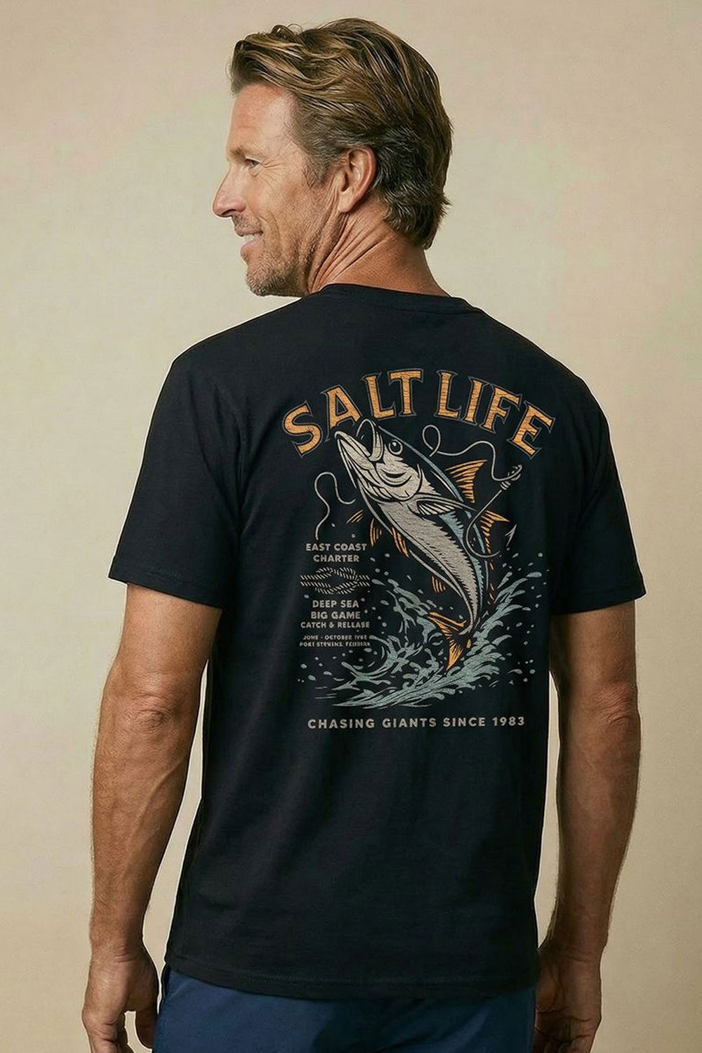 Salt Life East Coast Charter Men's T-Shirt Black