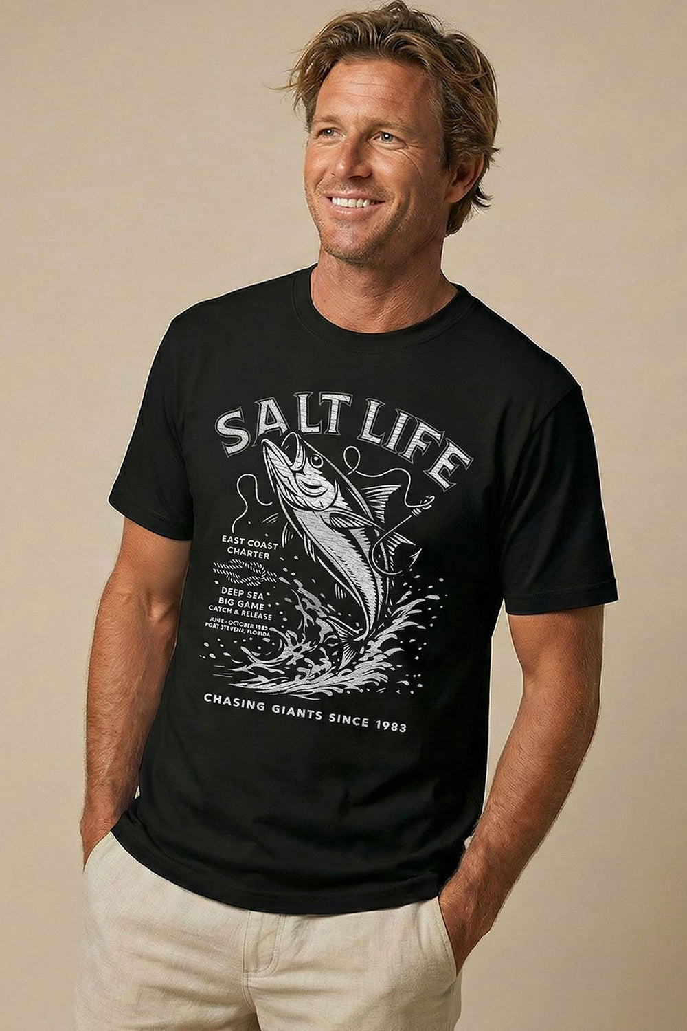 Salt Life Charter Mono Men's T-Shirt Black