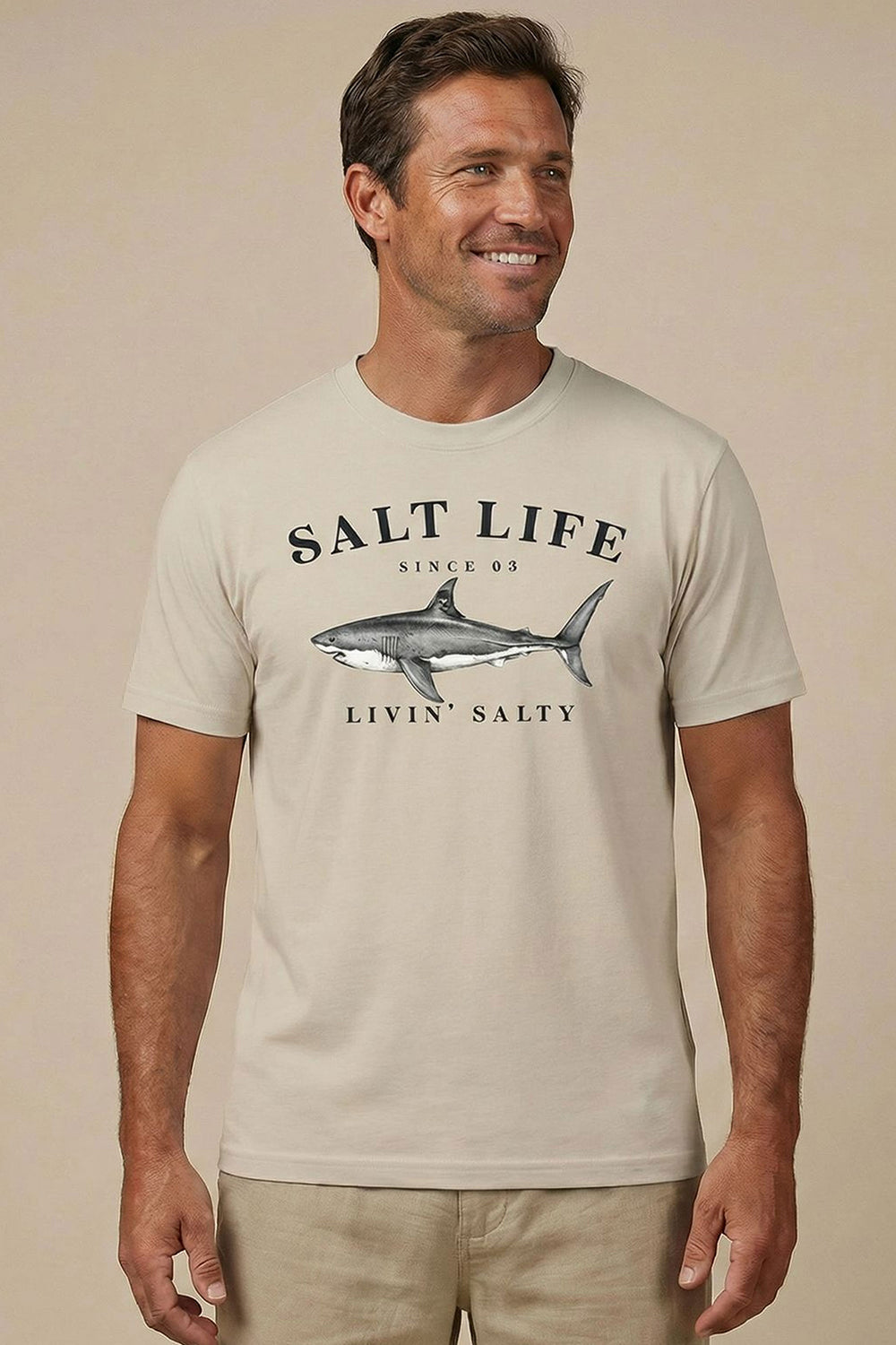 Salt Life Great White Men's T-Shirt Ecru