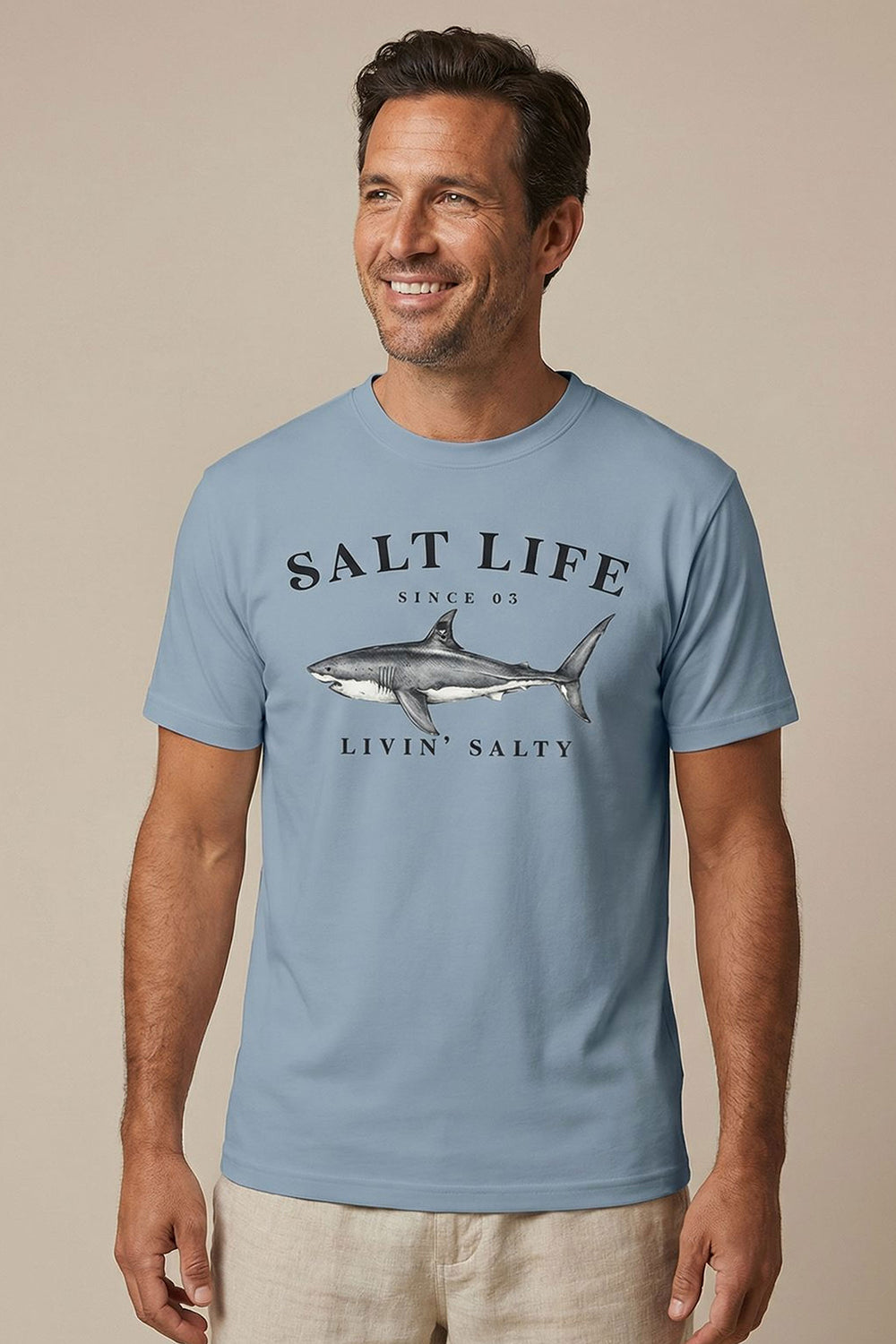 Salt Life Great White Men's T-Shirt Light Blue