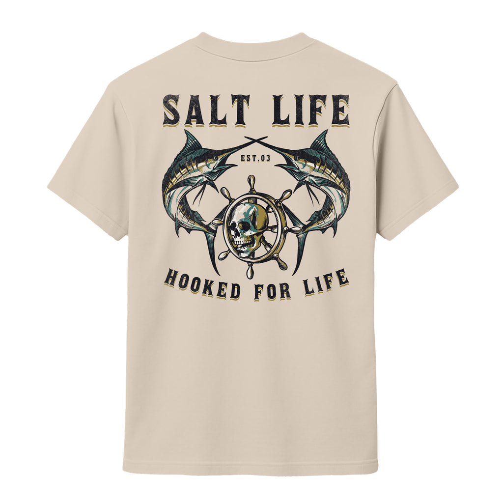 Salt Life Hooked for Life Men's T-Shirt Ecru